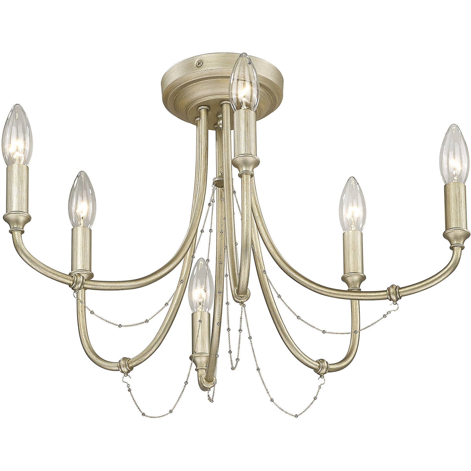 Kamila 6 Light 21 inch White Gold Semi-flush Ceiling Light